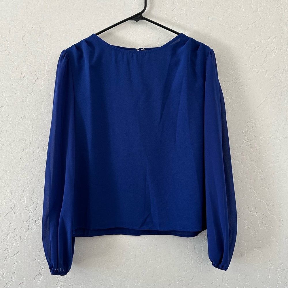 Royal Blue Blouse: Lantern Sleeves